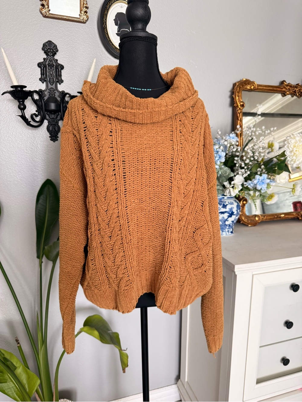 Cozy Cable Knit Cowl Neck Sweater - billabong